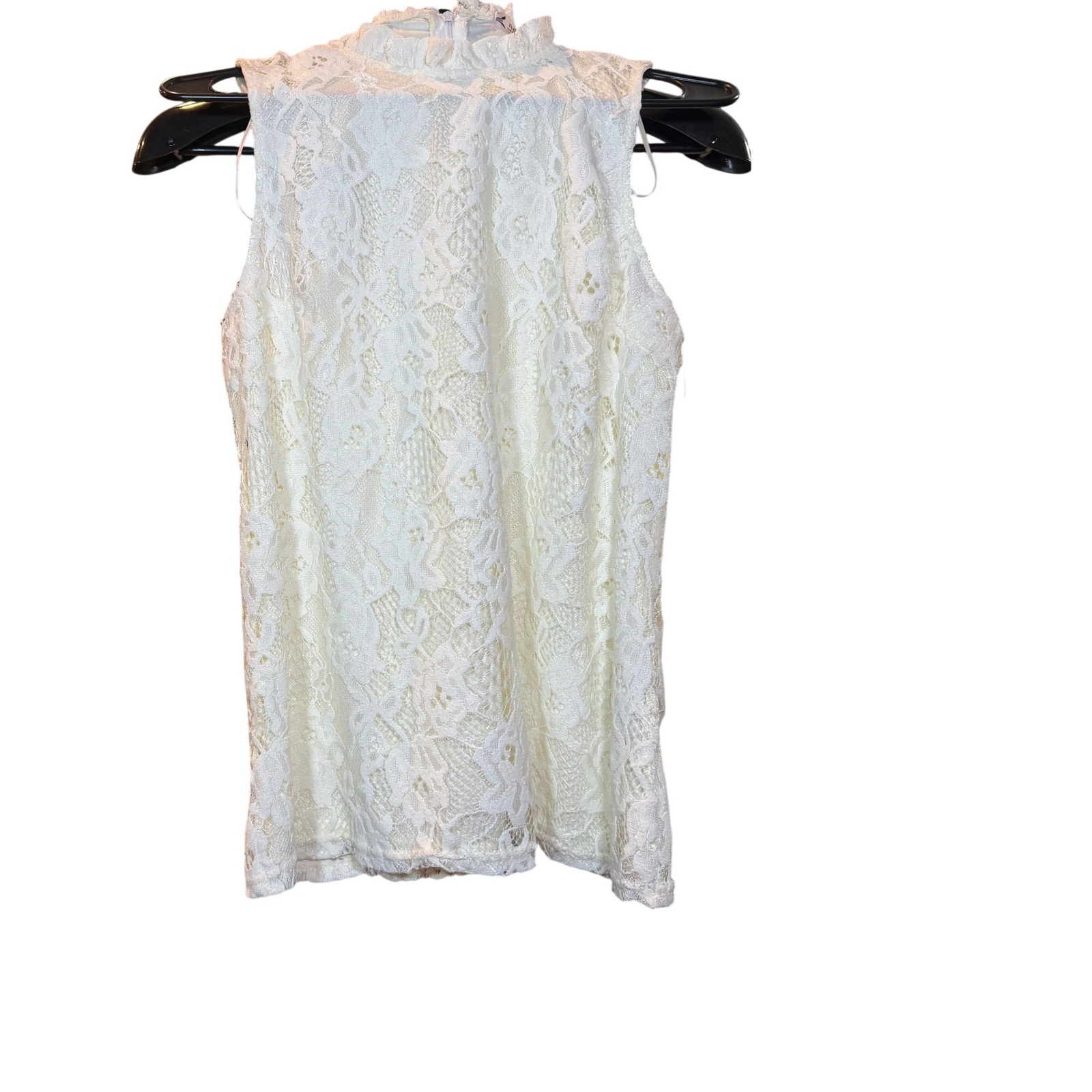 Nanette Nanette Lepore Womens Lace Mock Neck Sleeveless Top Cream Nwt Size S